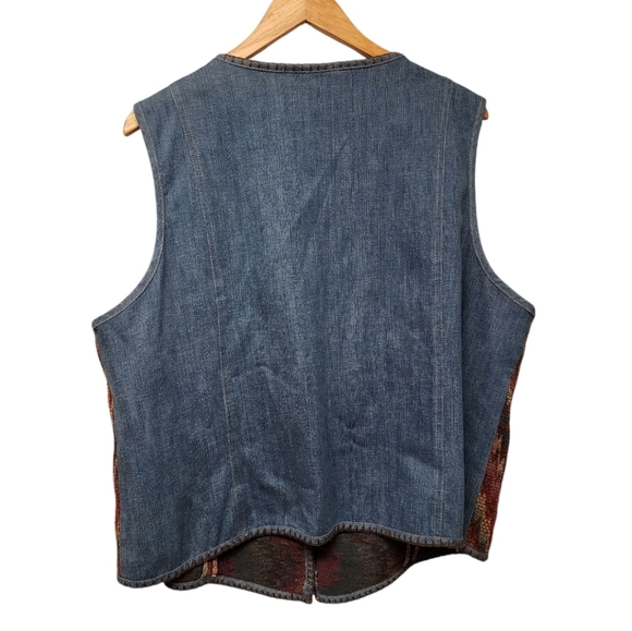 Vintage southwestern Denim Trimmed Multicolor Vest - Picture 2 of 8